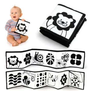 Sensory Cloth Book Baby Toys Bed Crib Bumper Black and White Animal Quiet Montessori Early education Books