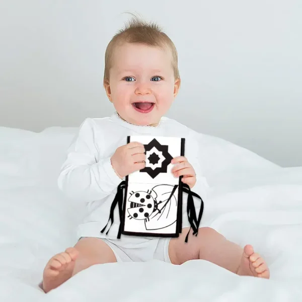 Sensory Cloth Book Baby Toys Bed Crib Bumper Black and White Animal Quiet Montessori Early education Books - Image 3