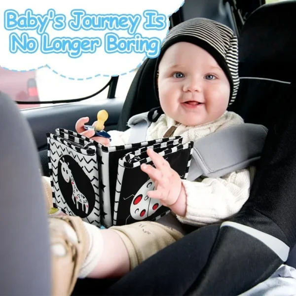 Sensory Cloth Book Baby Toys Bed Crib Bumper Black and White Animal Quiet Montessori Early education Books - Image 5